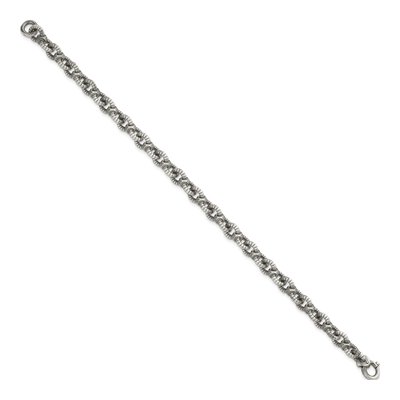 Men's Sterling Silver 7.3mm Black Ruthenium Cable Bracelet – view 3