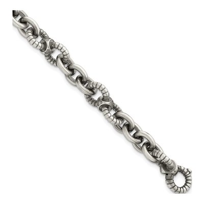 Men's Sterling Silver 8.5mm Black Ruthenium Link Bracelet