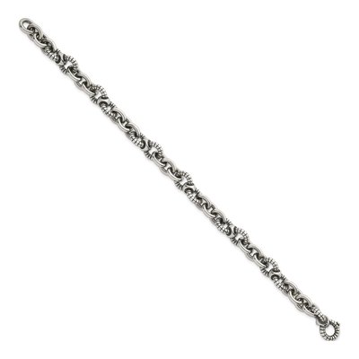 Men's Sterling Silver 9.5mm Oxidized Cable Link Round Bracelet – view 3