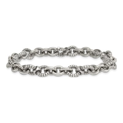 Men's Sterling Silver 9.5mm Oxidized Cable Link Round Bracelet – view 4