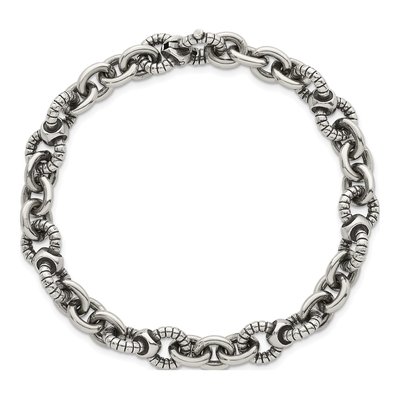 Men's Sterling Silver 9.5mm Oxidized Cable Link Round Bracelet – view 5