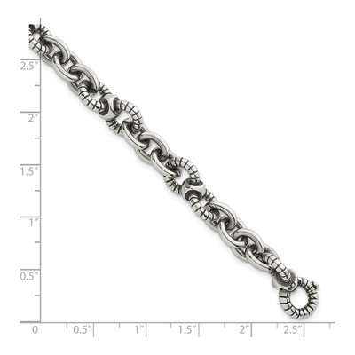 Men's Sterling Silver 9.5mm Oxidized Cable Link Round Bracelet – view 6