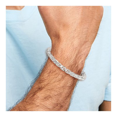 Men's Sterling Silver 5.6mm Diamond-Cut Fancy Link Bracelet – view 7