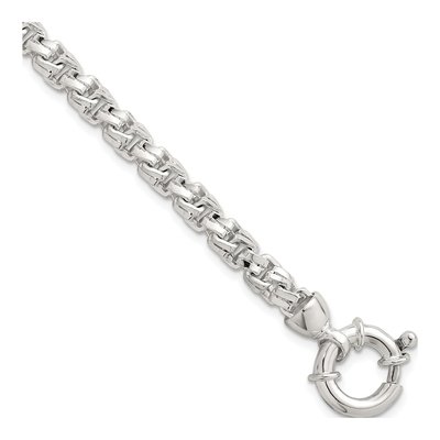 Men's Sterling Silver 5.6mm Diamond-Cut Fancy Link Bracelet