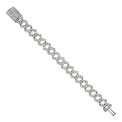 Sterling Silver CZ Curb Bracelet – view 3