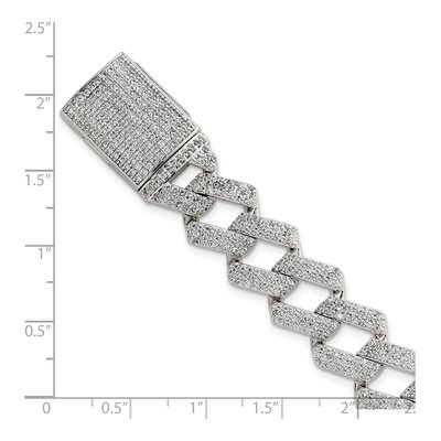 Sterling Silver CZ Curb Bracelet – view 6
