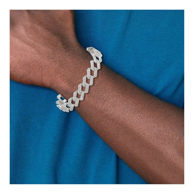 Sterling Silver CZ Curb Bracelet – view 7