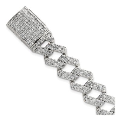 Sterling Silver CZ Curb Bracelet