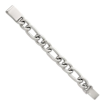 Men's Sterling Silver 17mm Curb Figaro Chain Bracelet – view 3