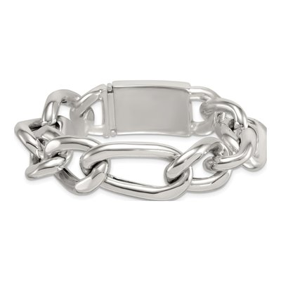 Men's Sterling Silver 17mm Curb Figaro Chain Bracelet – view 4
