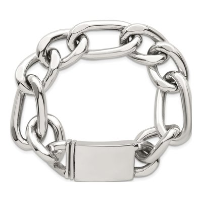 Men's Sterling Silver 17mm Curb Figaro Chain Bracelet – view 5