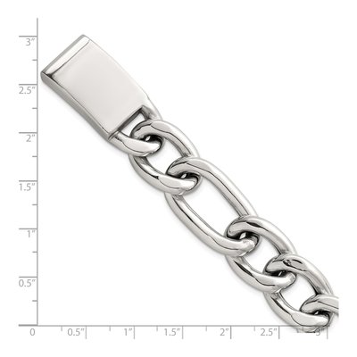 Men's Sterling Silver 17mm Curb Figaro Chain Bracelet – view 6