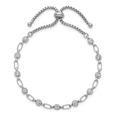 Sterling Silver CZ Bolo Bracelet – view 3