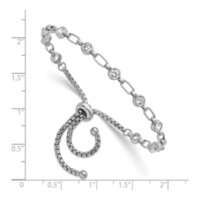 Sterling Silver CZ Bolo Bracelet – view 4