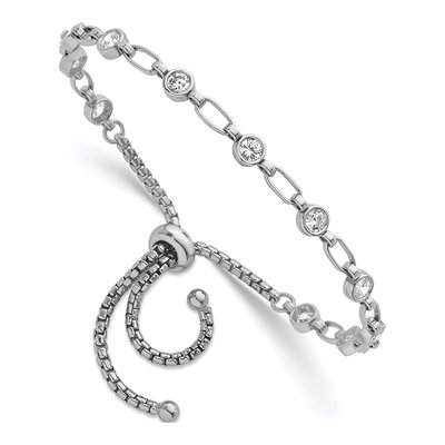 Sterling Silver CZ Bolo Bracelet