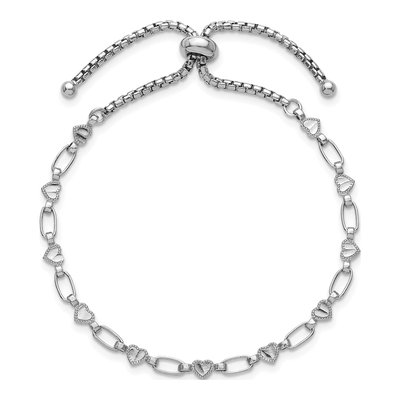 Sterling Silver Heart Link Adjustable Bolo Bracelet – view 3