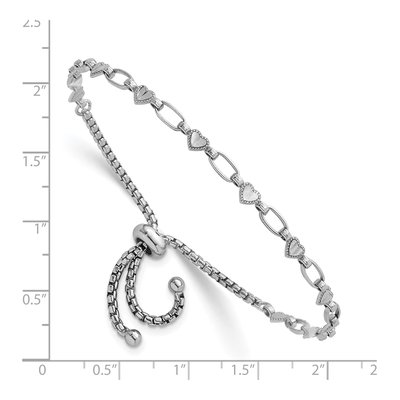 Sterling Silver Heart Link Adjustable Bolo Bracelet – view 4