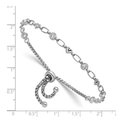 Sterling Silver CZ Heart Bolo Bracelet – view 4