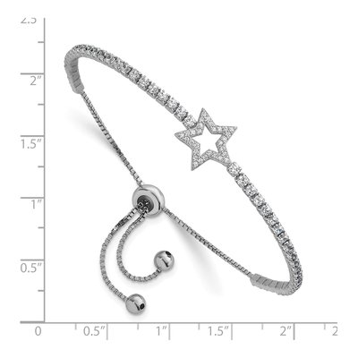 Sterling Silver CZ Star Adjustable Bolo Bracelet – view 4