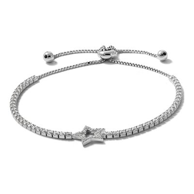Sterling Silver CZ Star Adjustable Bolo Bracelet – view 5