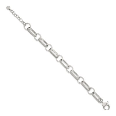 Sterling Silver 11.5mm Oval Round Link Chain Bracelet – view 3