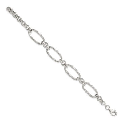 Sterling Silver 12mm Twisted Oval Link Chain Bracelet – view 3