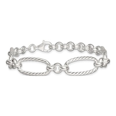 Sterling Silver 12mm Twisted Oval Link Chain Bracelet – view 4
