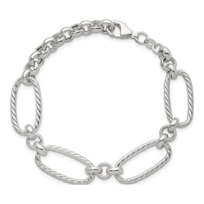 Sterling Silver 12mm Twisted Oval Link Chain Bracelet – view 5