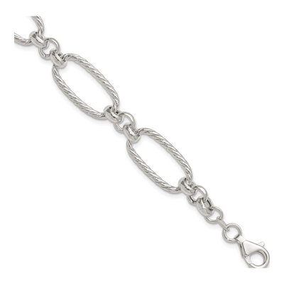 Sterling Silver 12mm Twisted Oval Link Chain Bracelet