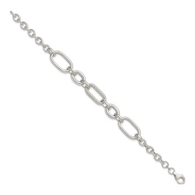 Sterling Silver 12.4mm Twisted Oval Round Link Chain Bracelet – view 3