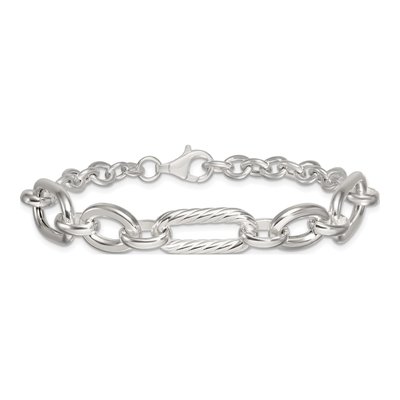 Sterling Silver 12.4mm Twisted Oval Round Link Chain Bracelet – view 4