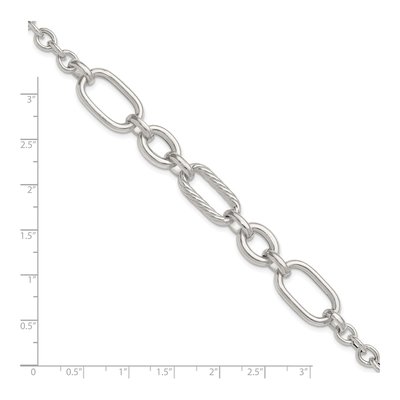 Sterling Silver 12.4mm Twisted Oval Round Link Chain Bracelet – view 6