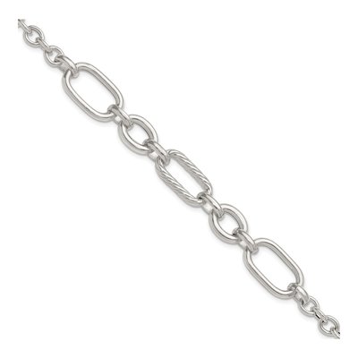 Sterling Silver 12.4mm Twisted Oval Round Link Chain Bracelet