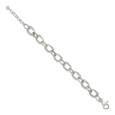 Sterling Silver 12.5mm Double Link Chain Bracelet – view 3