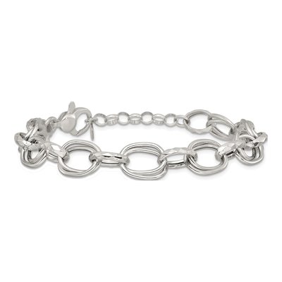 Sterling Silver 12.5mm Double Link Chain Bracelet – view 4
