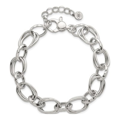 Sterling Silver 12.5mm Double Link Chain Bracelet – view 5