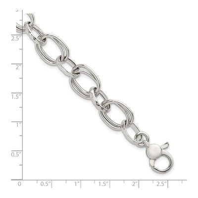 Sterling Silver 12.5mm Double Link Chain Bracelet – view 6