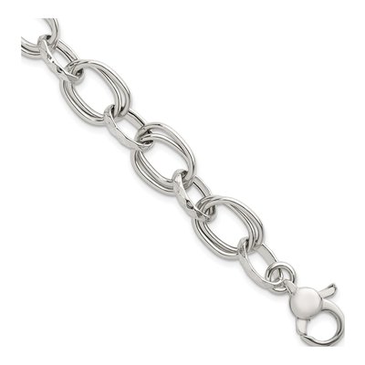 Sterling Silver 12.5mm Double Link Chain Bracelet