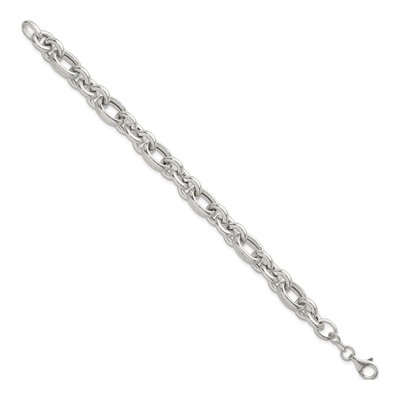Sterling Silver 11mm Greek Key Link Chain Bracelet – view 3