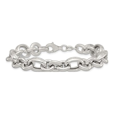 Sterling Silver 11mm Greek Key Link Chain Bracelet – view 4