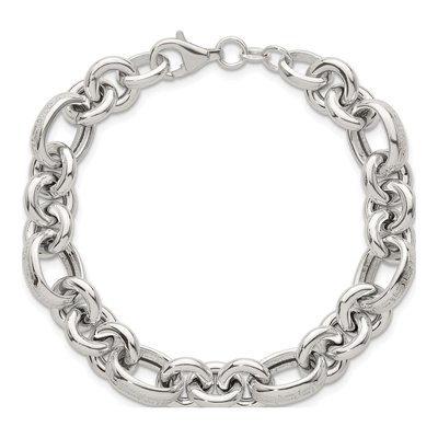 Sterling Silver 11mm Greek Key Link Chain Bracelet – view 5