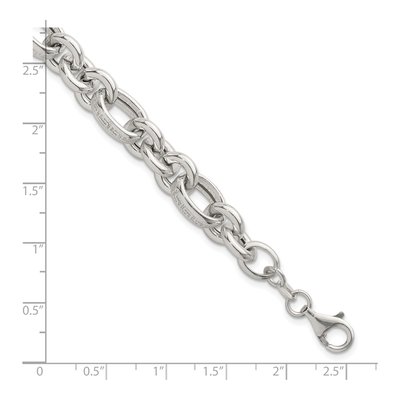 Sterling Silver 11mm Greek Key Link Chain Bracelet – view 6