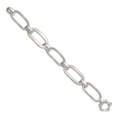 Sterling Silver 16.5mm Oval Round Link Chain Bracelet – view 3