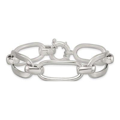 Sterling Silver 16.5mm Oval Round Link Chain Bracelet – view 4