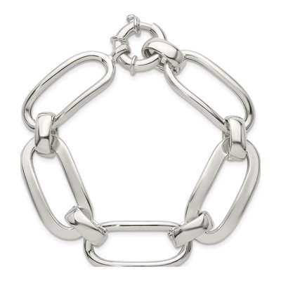 Sterling Silver 16.5mm Oval Round Link Chain Bracelet – view 5