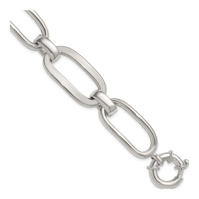 Sterling Silver 16.5mm Oval Round Link Chain Bracelet