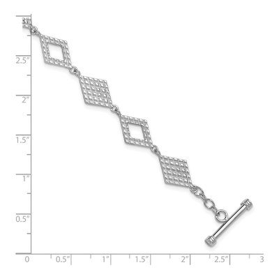 Sterling Silver 10.2mm Diamond-Shape Toggle Fancy Link Chain Bracelet – view 6