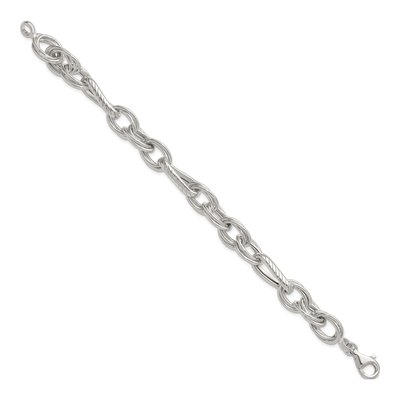 Sterling Silver 11.6mm Twisted Triple Open Link Chain Bracelet – view 3