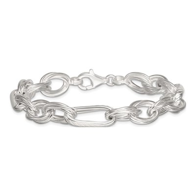 Sterling Silver 11.6mm Twisted Triple Open Link Chain Bracelet – view 4