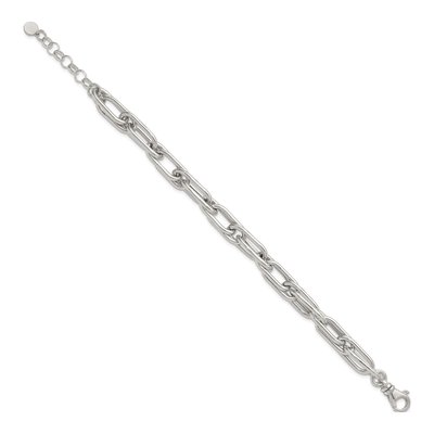 Sterling Silver 8.4mm Oval Double Link Chain Bracelet – view 3